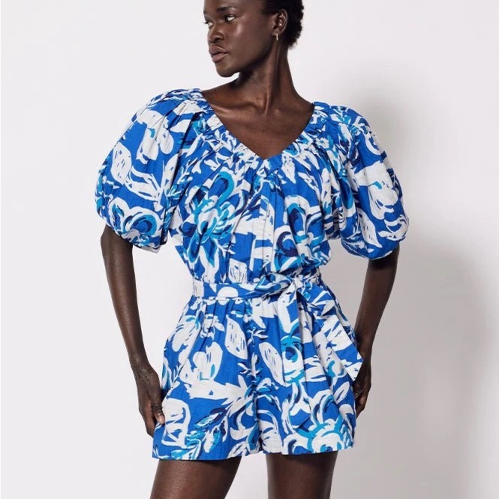 Cleobella Blue and White Organic Romper size XS